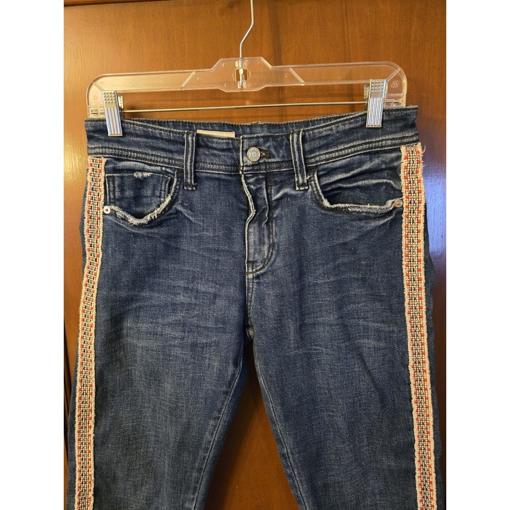 Anthropologie Pilcro Jeans Women 27 Petite Slim Boyfriend Crop Striped Side Boho - Picture 2 of 11